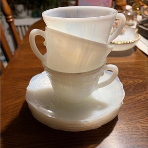 MacBeth-Evans American Sweetheart Monax (white opalescent) 1930s cup & saucers
